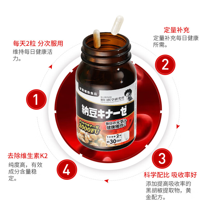 新款野口纳豆激酶 2000FU 60粒
