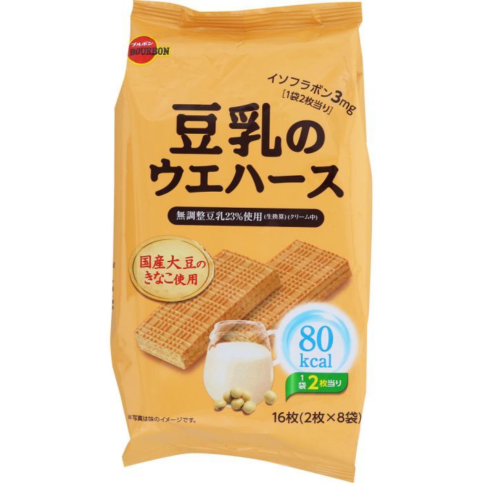Bourbon波路梦豆乳夹心威化饼低脂低糖休闲零食16枚